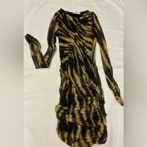 MANGO - Printed ruched mini dress